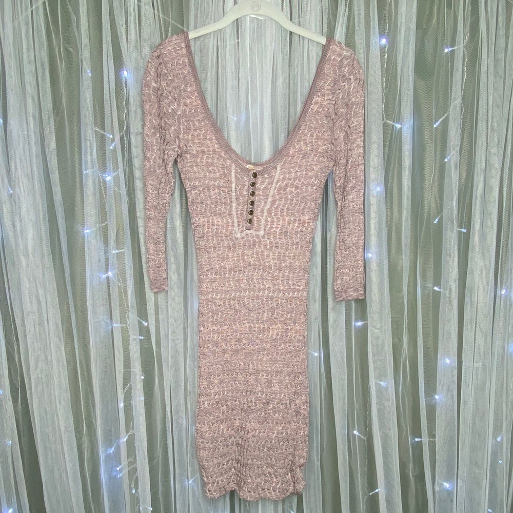 Free People ❤️ Mauve Fitted Sweater Dress